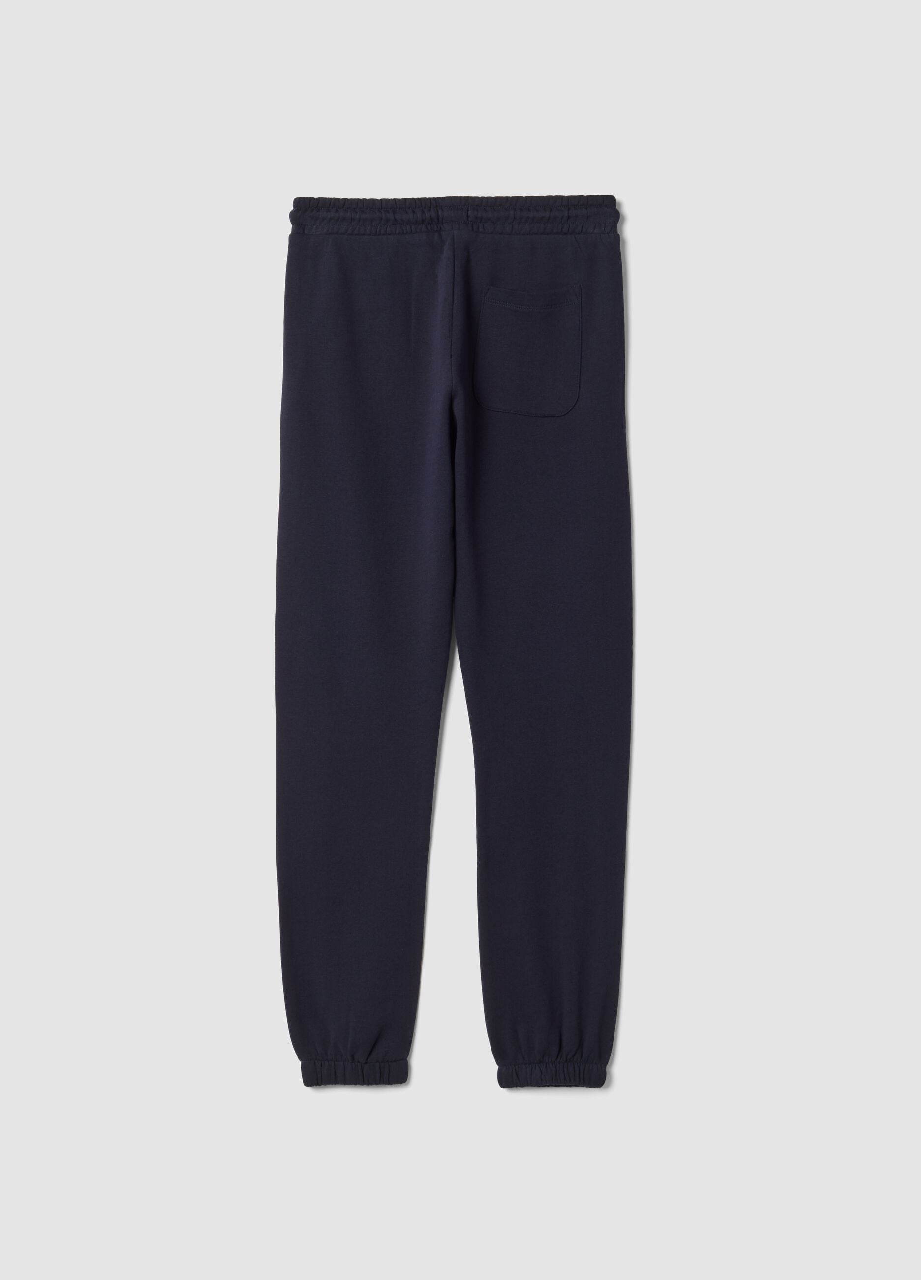 Jogger blu in puro cotone stile college regular fit