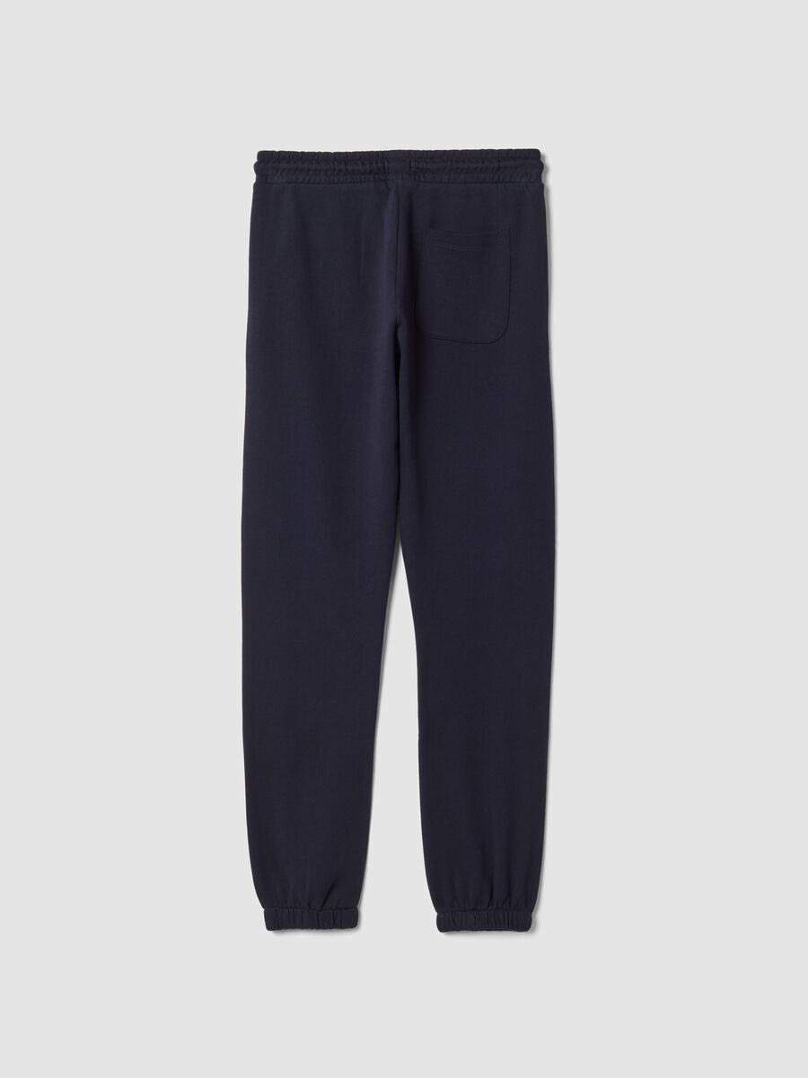 Jogger blu in puro cotone stile college regular fit_1