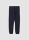 Jogger blu in puro cotone stile college regular fit_1