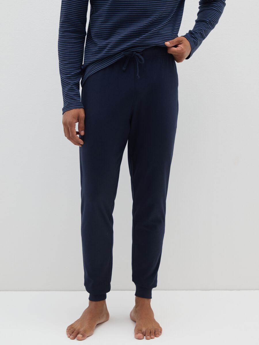 Pigiama blu a righe in puro cotone regular fit_2