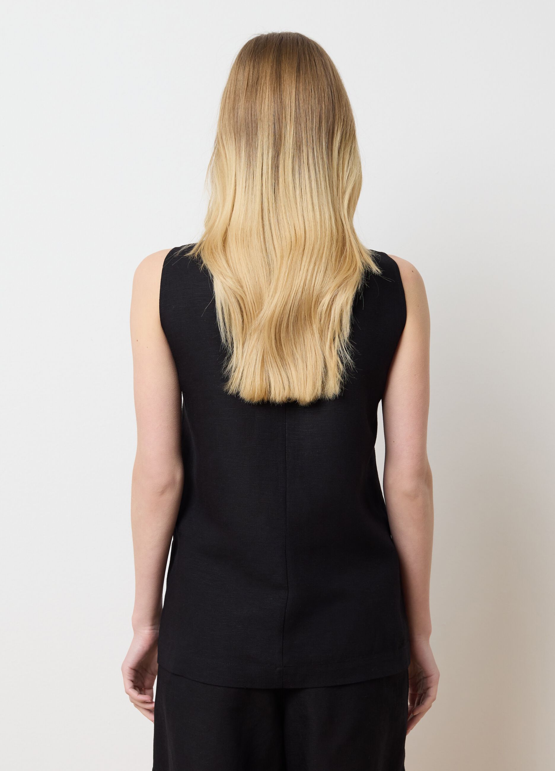 Gilet in lino e viscosa nero