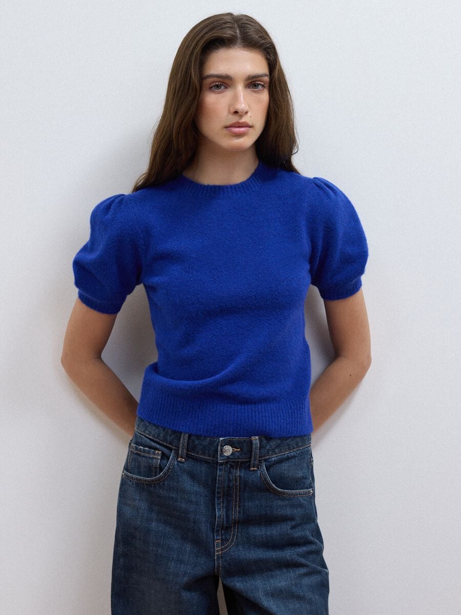 Maglia blu in viscosa elasticizzata girocollo regular fit_1