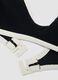 Black stretch fabric bikini top with white trim_1