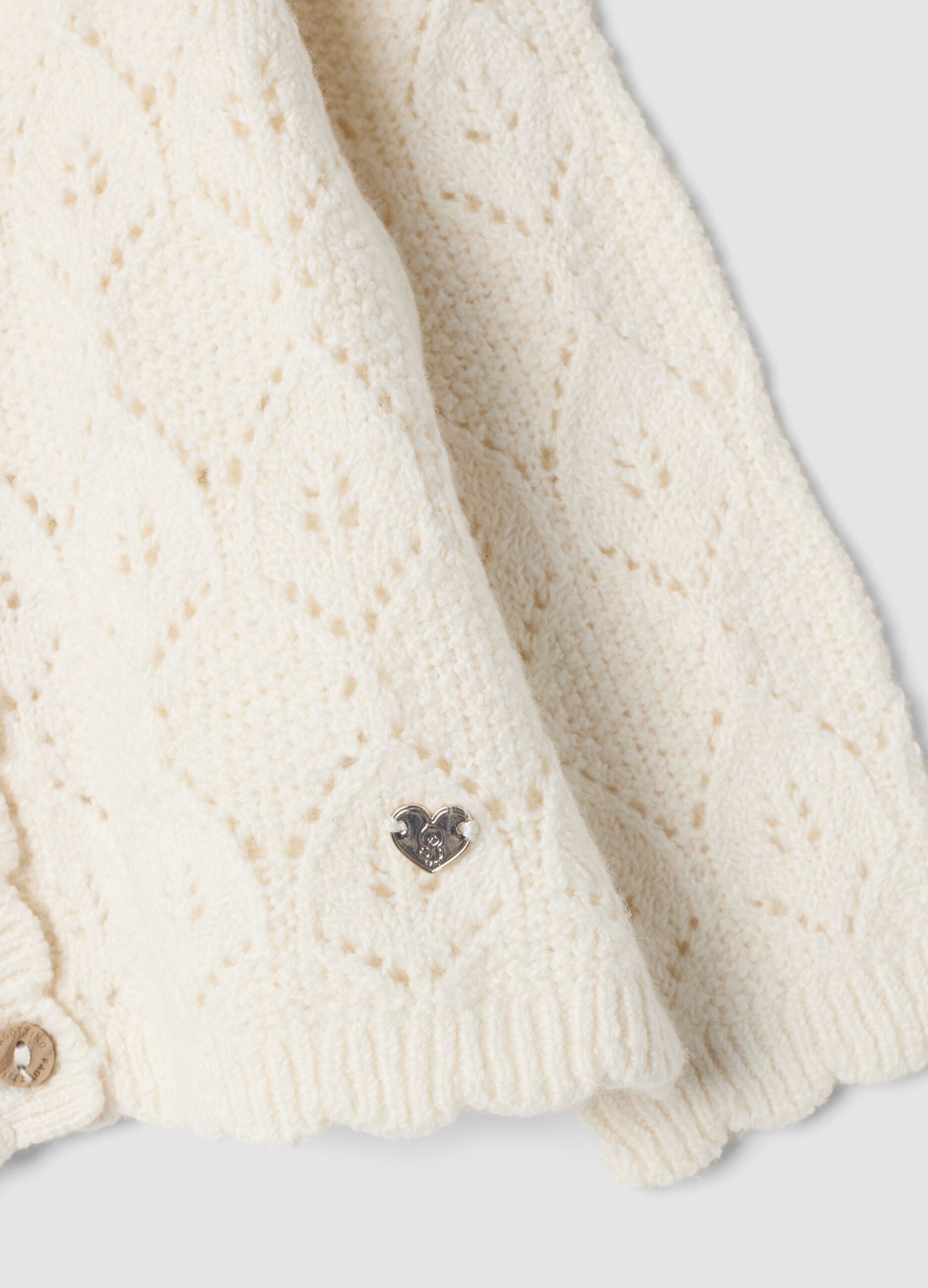 White regular-fit knitted cardigan in stretch organic cotton