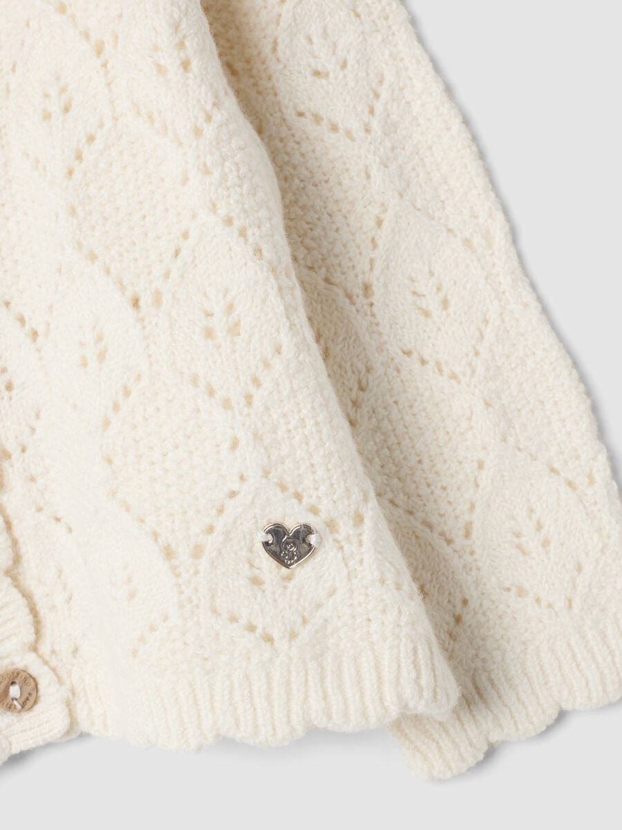 Cardigan bianco a maglia in cotone organico elasticizzato regular fit_3