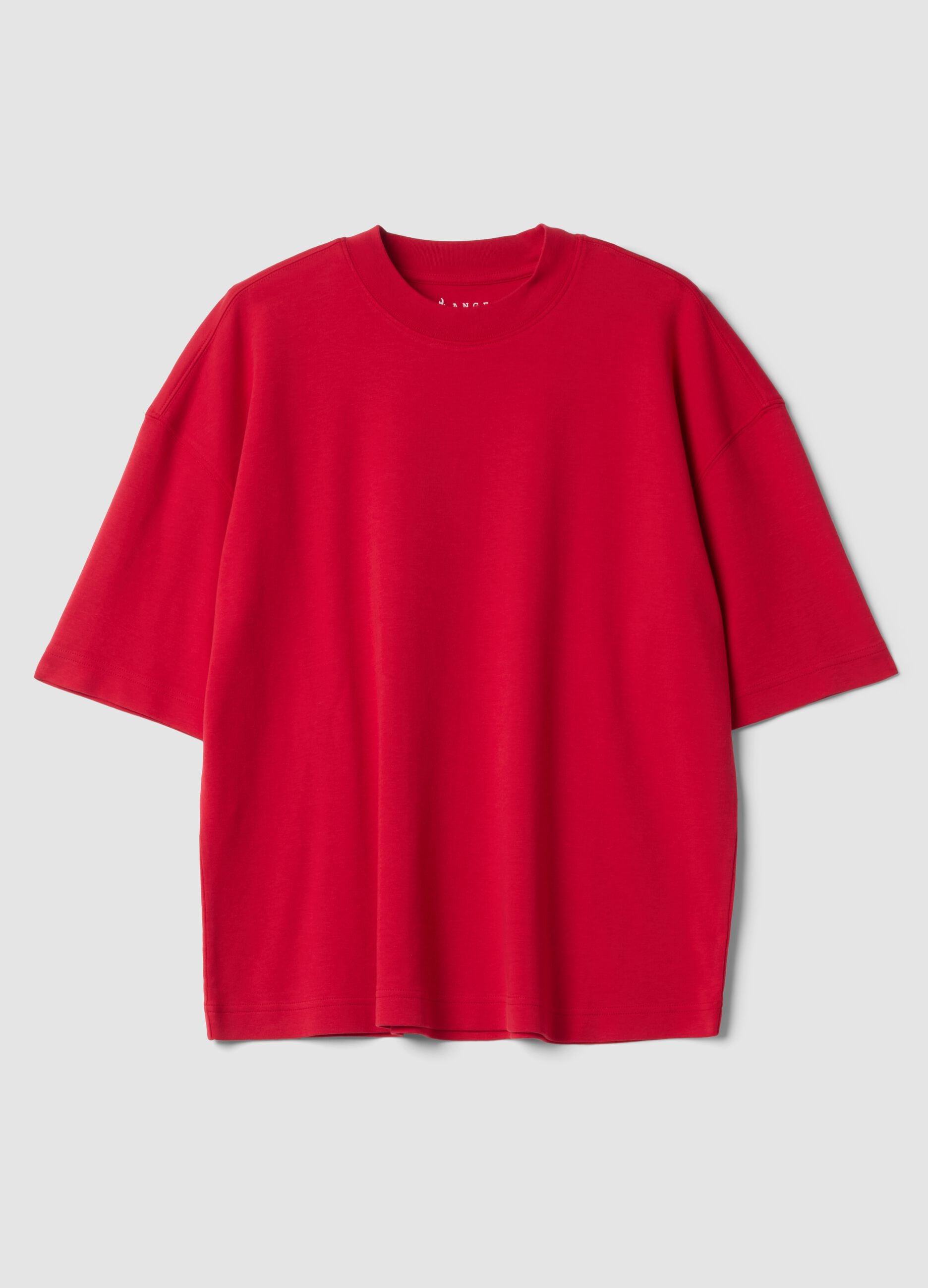 Red crew-neck T-shirt in pure cotton, boxy fit