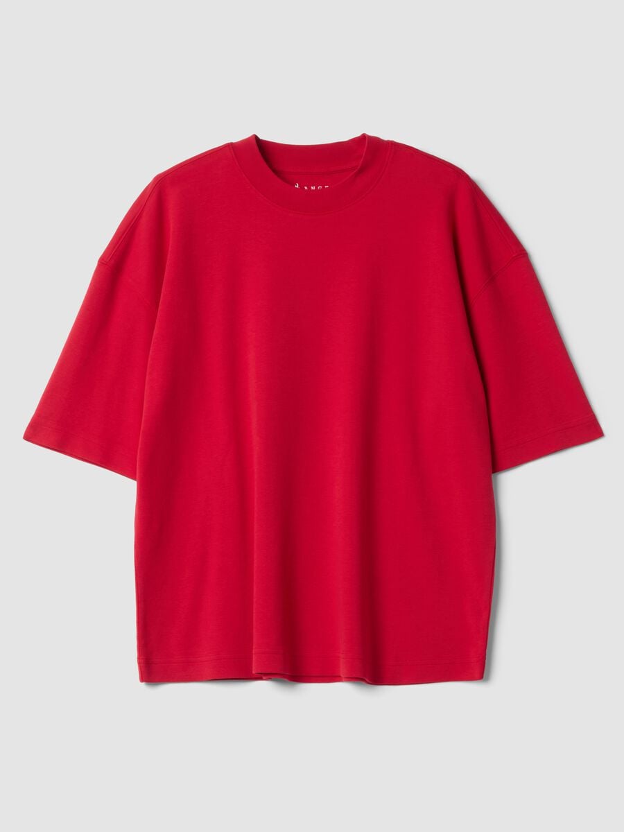 Red crew-neck T-shirt in pure cotton, boxy fit_4