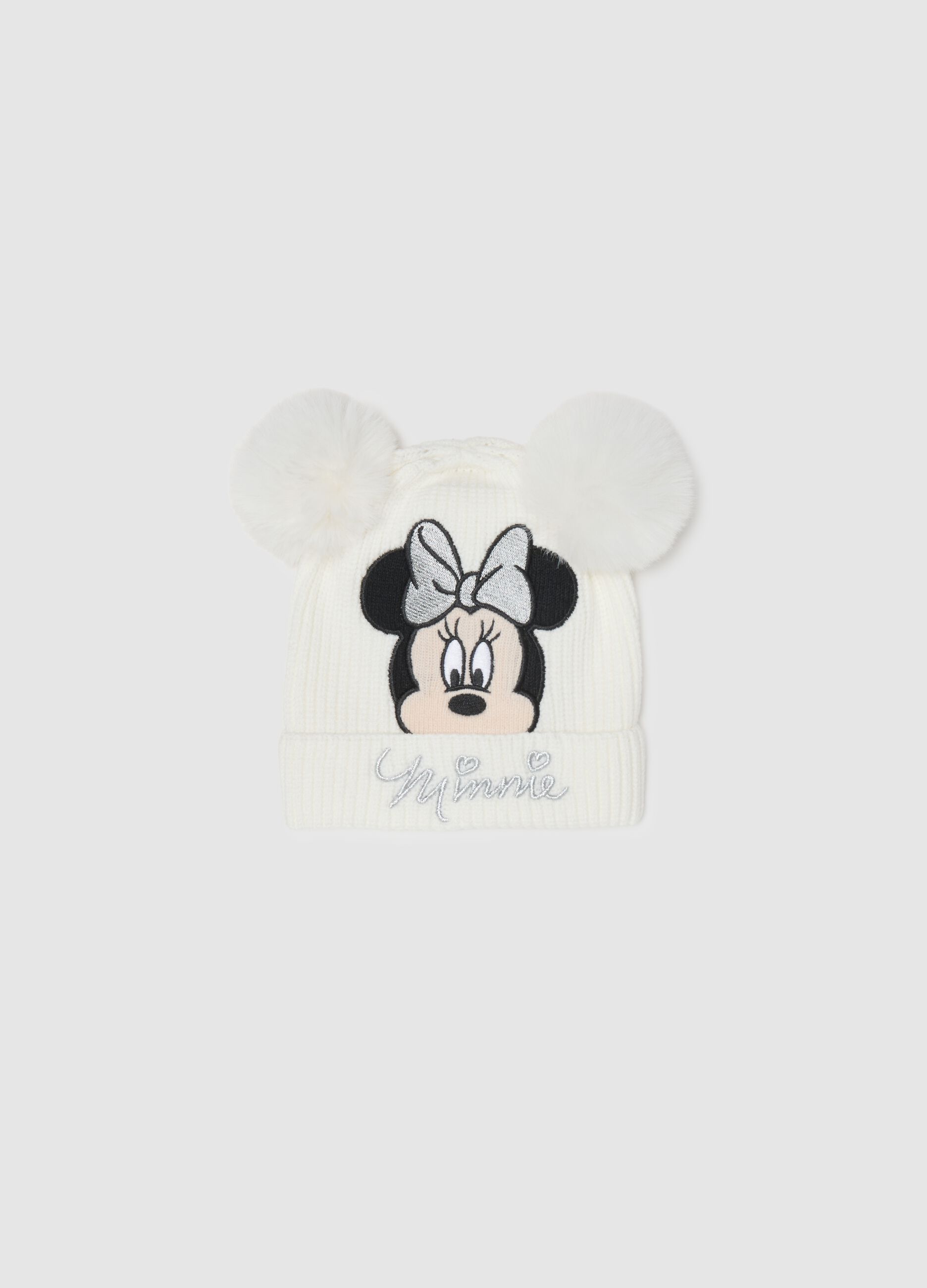 White girl's hat with Minnie print