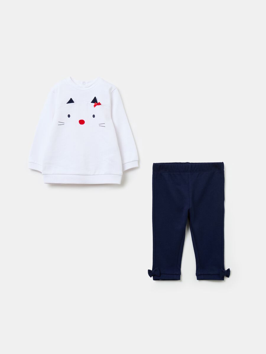 Jogging set in cotone bio stampa gattina_0
