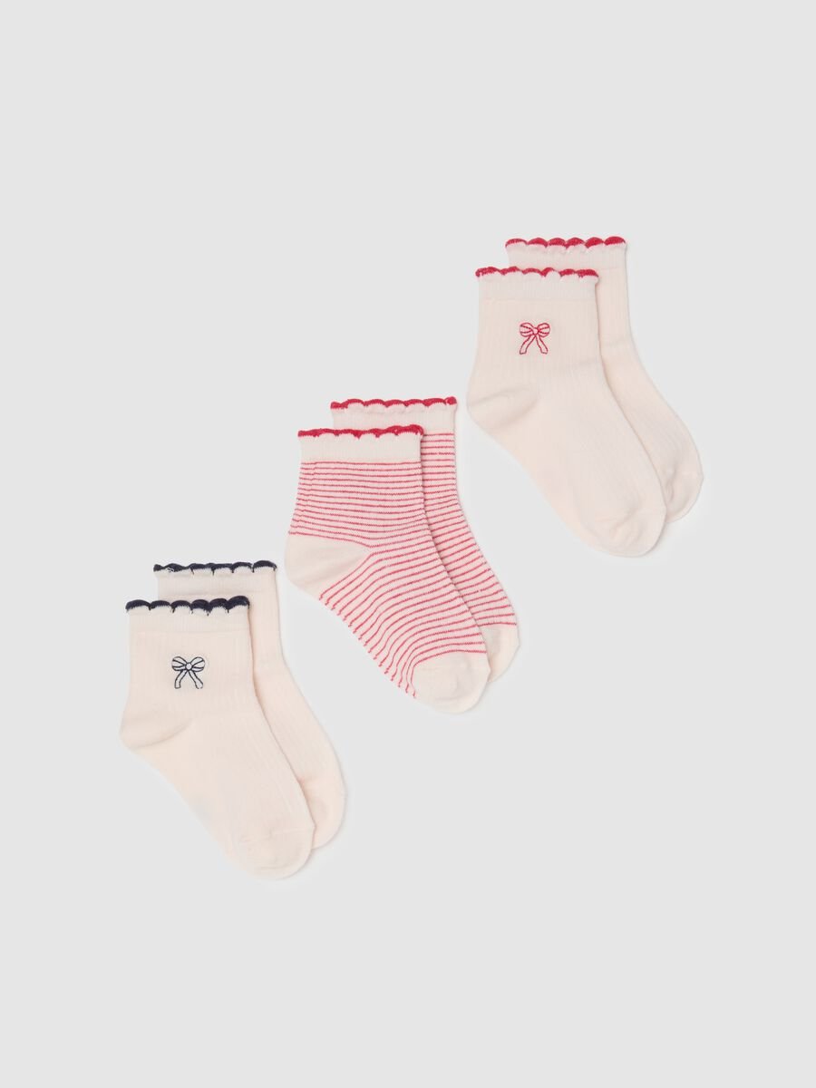 Girls' Cotton Blend Multicolour Ankle Socks Tripack_0