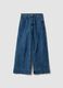 Regular fit blue stretch denim cotton blend trousers_4