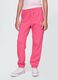Girls' Pink Cotton Blend Regular Fit Jogger Trousers_1