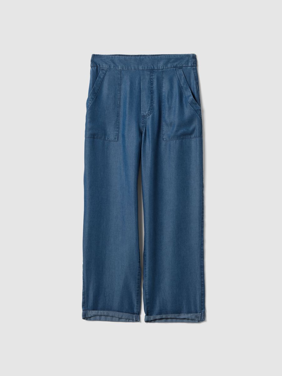 Light blue denim jeans in 100% lyocell with elasticated waist, relaxed fit_4