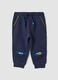 Pantaloni jogger blu in puro cotone con vita elasticizzata_0