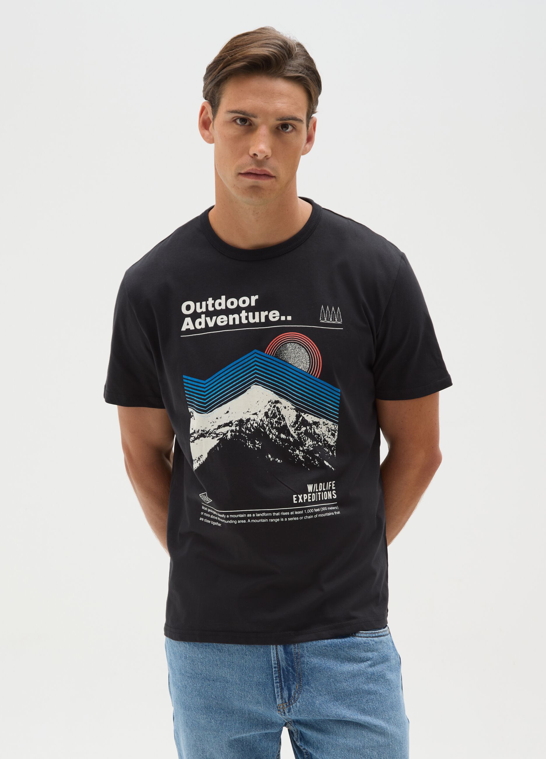 Men's black pure cotton t-shirt regular fit