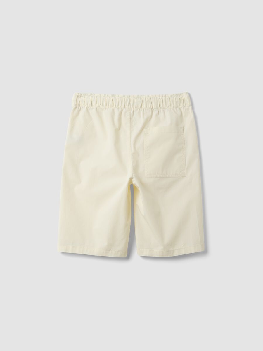 Beige pure cotton shorts with elasticated waist_1