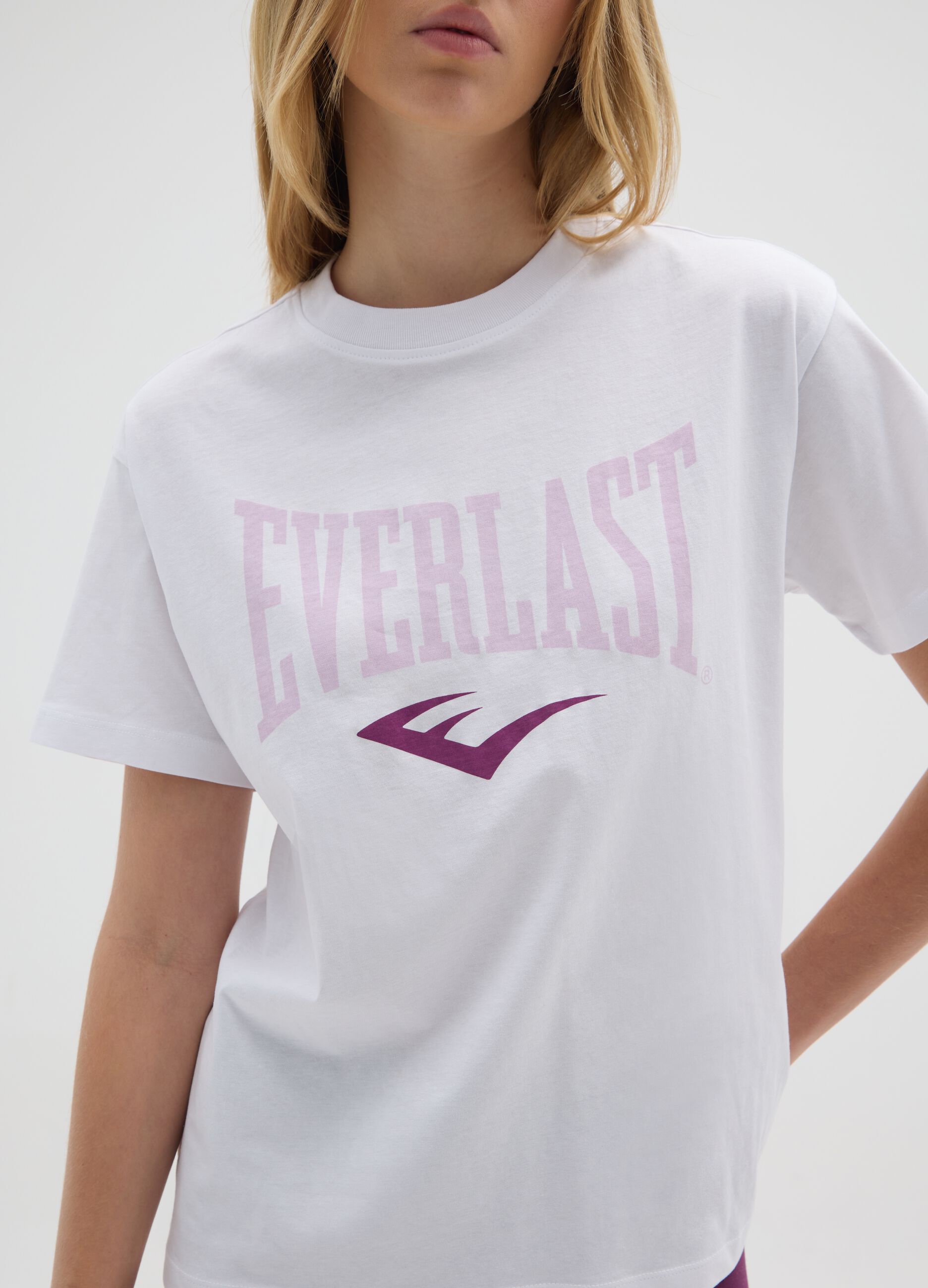 White pure cotton regular fit Everlast T-shirt