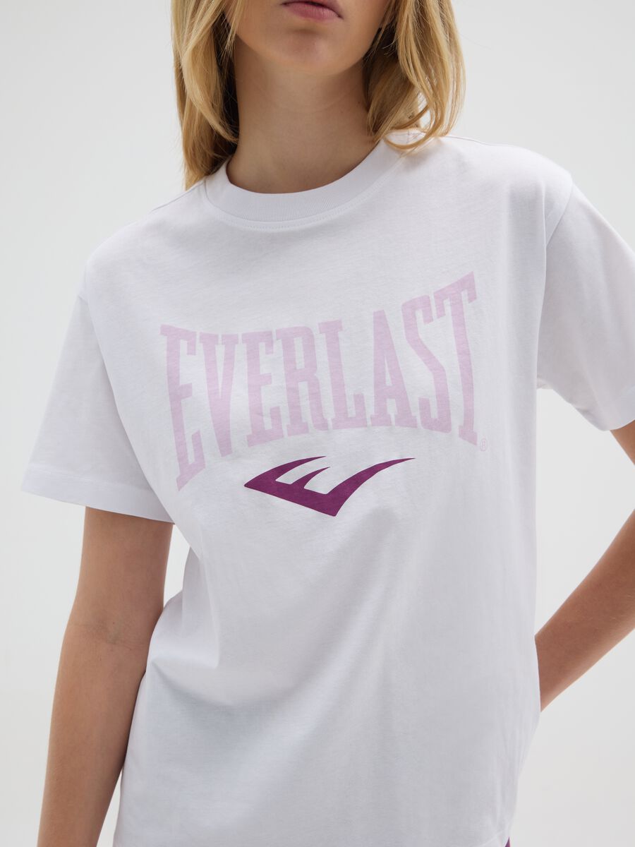 White pure cotton regular fit Everlast T-shirt_3