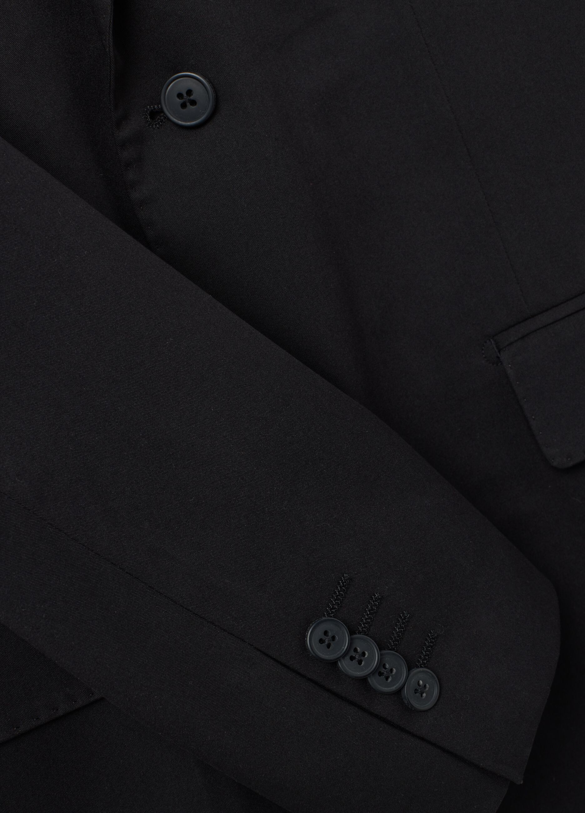 Black regular fit mixed fabric jacket