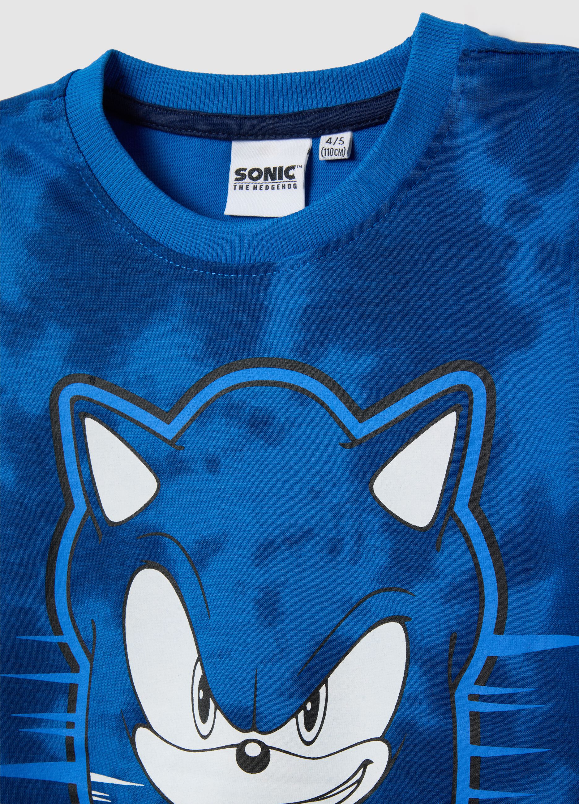 Children's blue pure cotton regular fit tank top with Sonic print