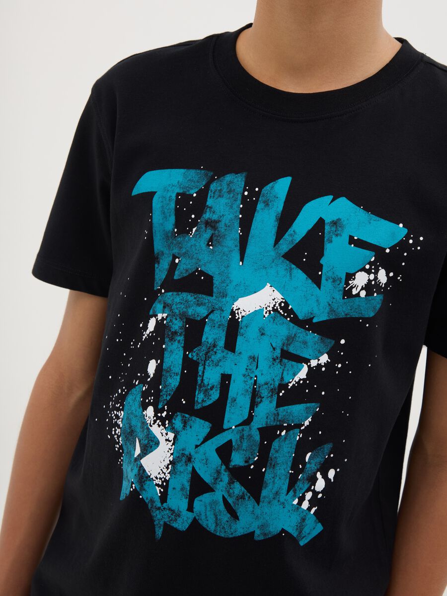 Cotton T-shirt with "TAKE THE RISK" print_1