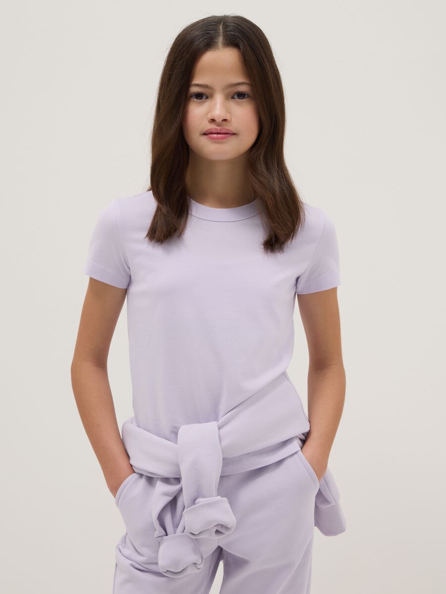 Girls' purple cotton blend T-shirt regular fit_0