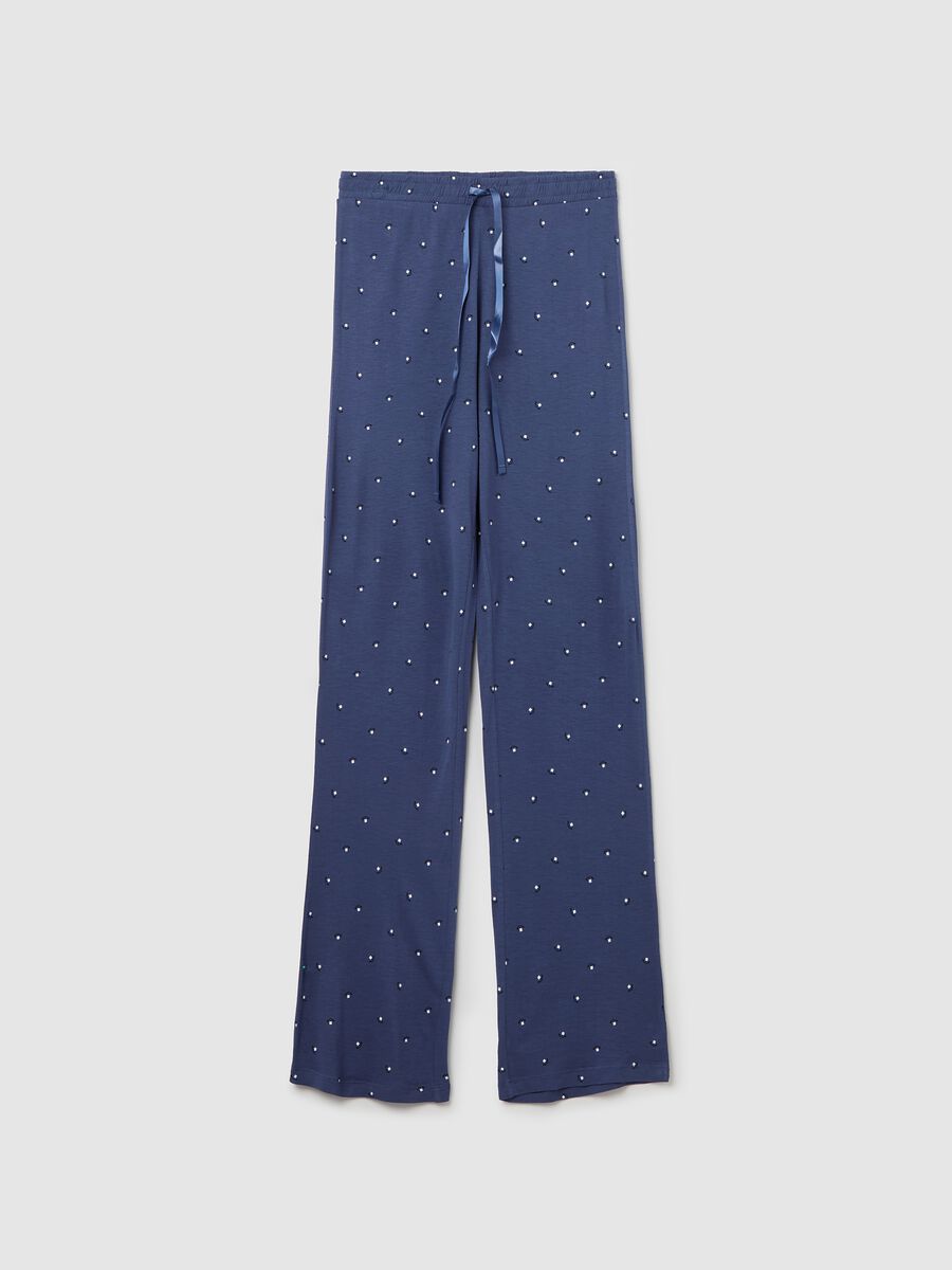 Pyjama bottoms with drawstring and floral print_4