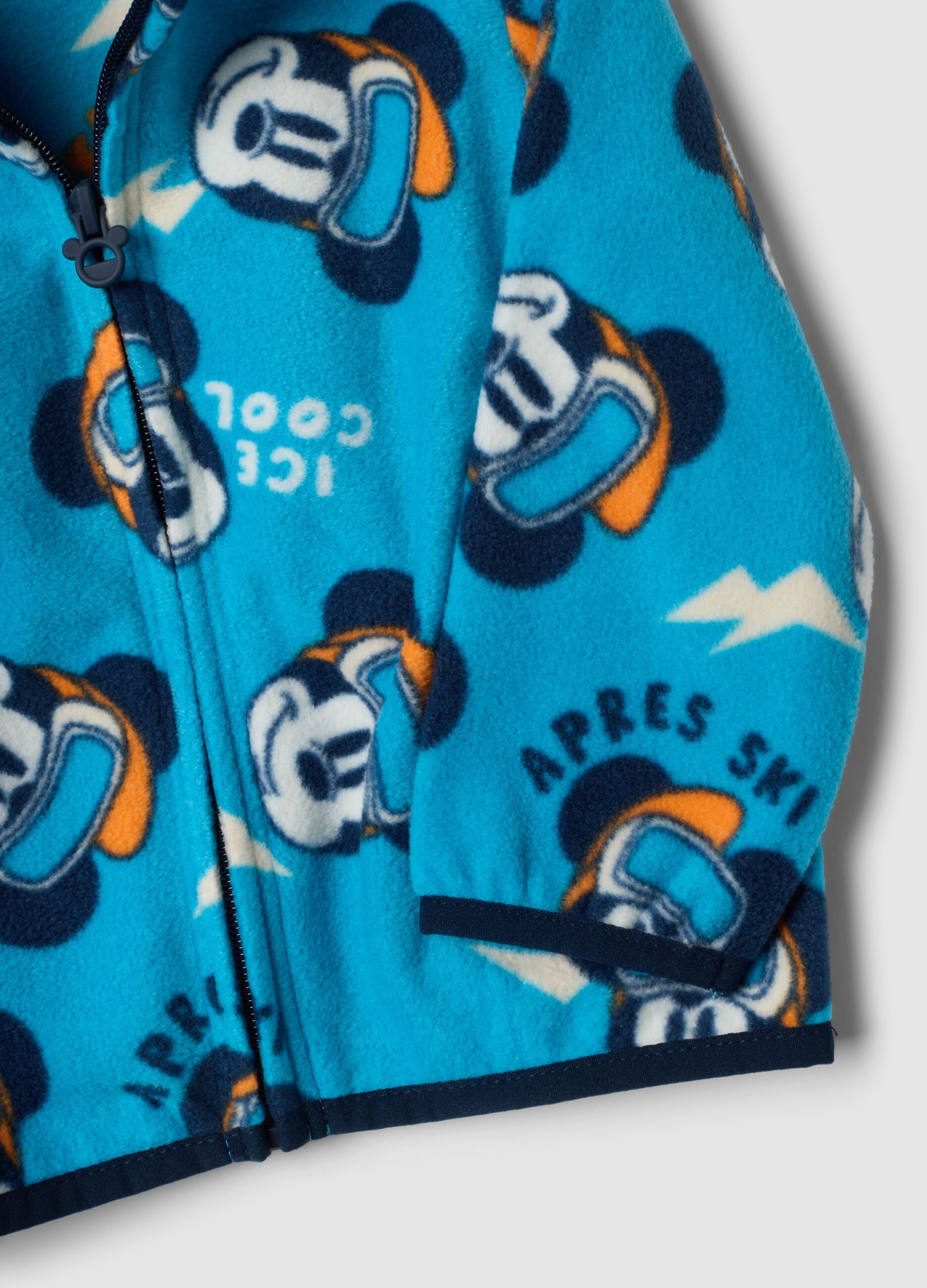 Ocean-blue crew-neck sweatshirt with Mickey print