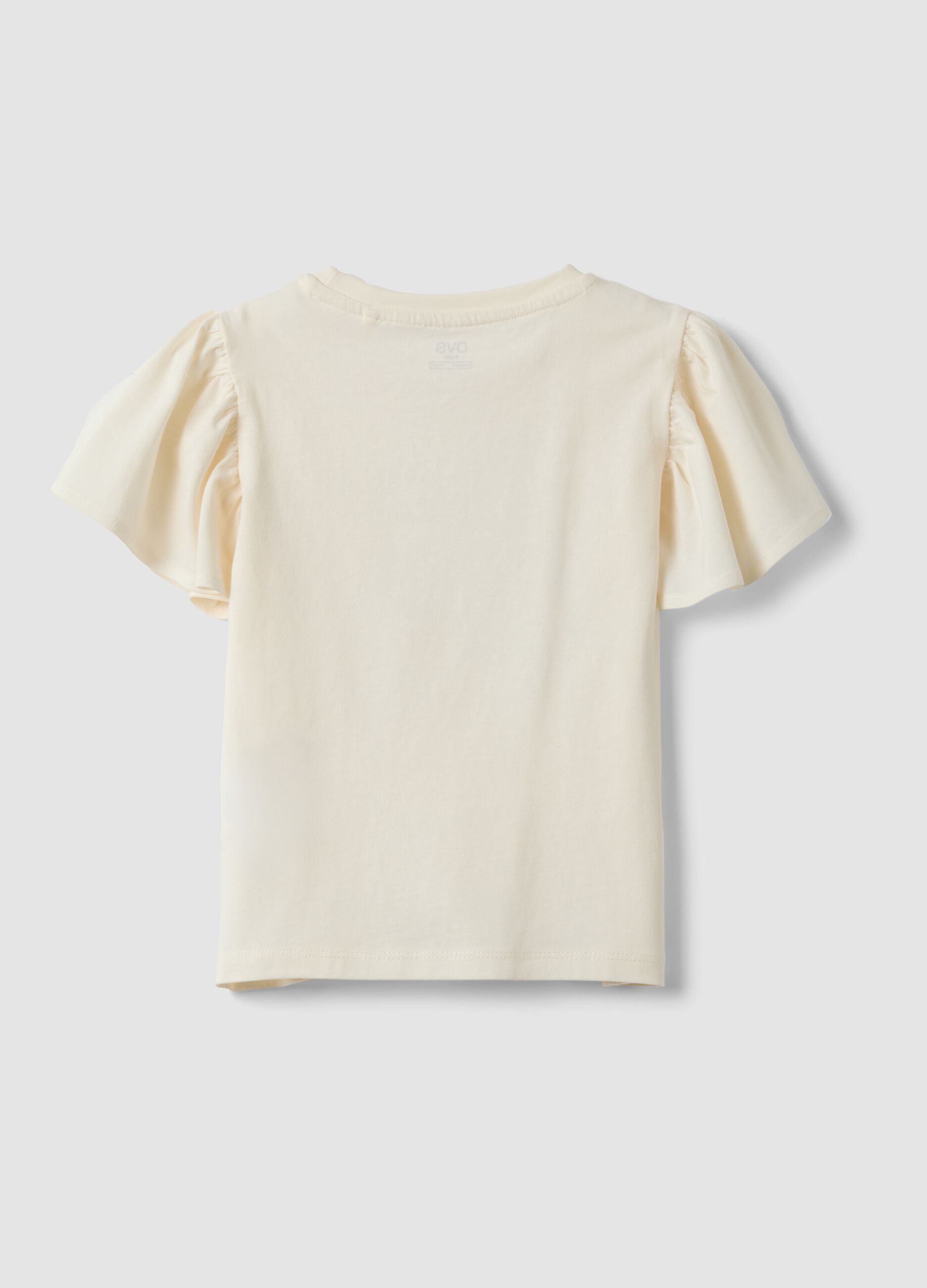 White pure cotton T-shirt with seaside print