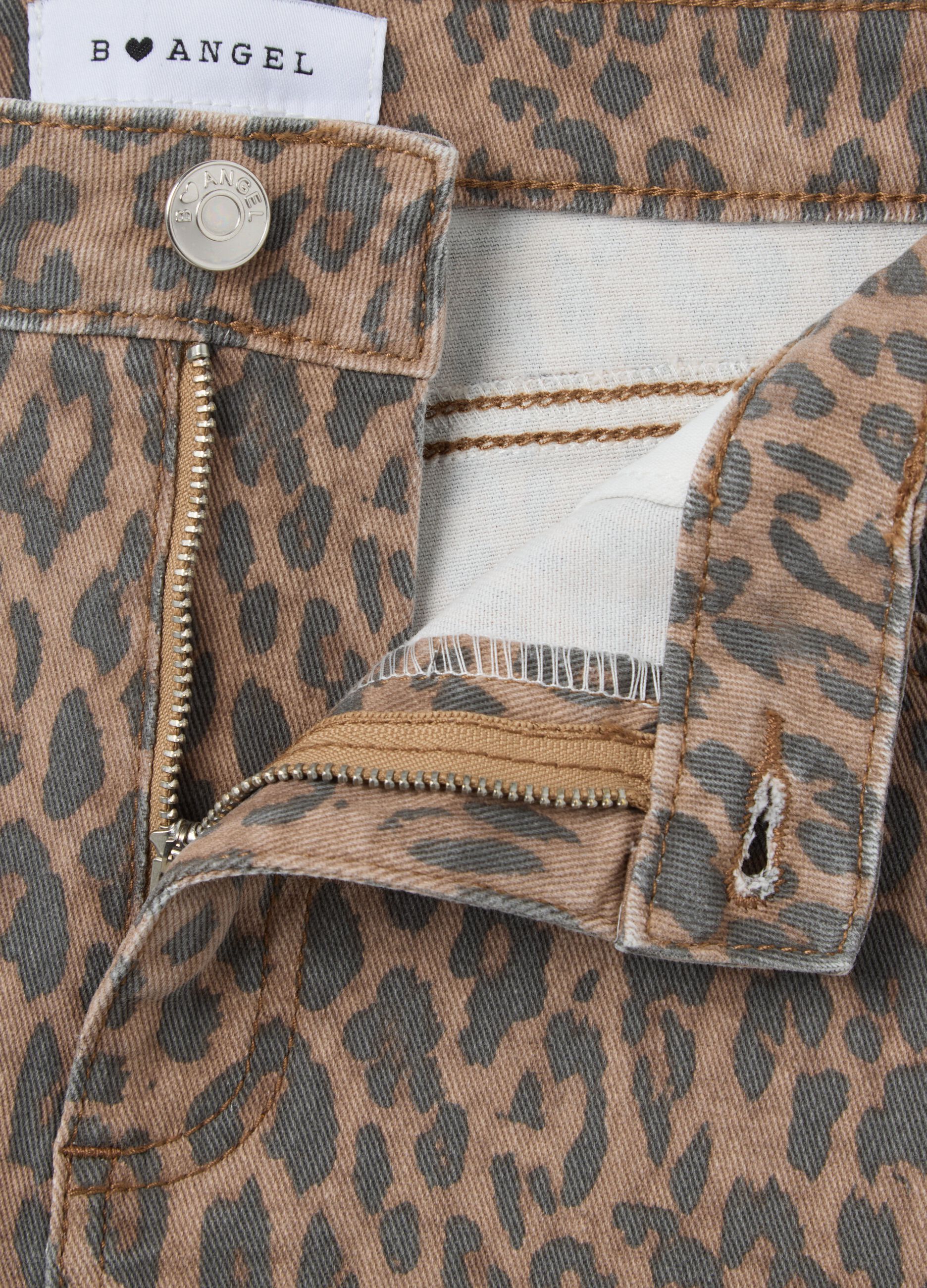 B.Angel Stretch Denim Mini Animal Print Skirt