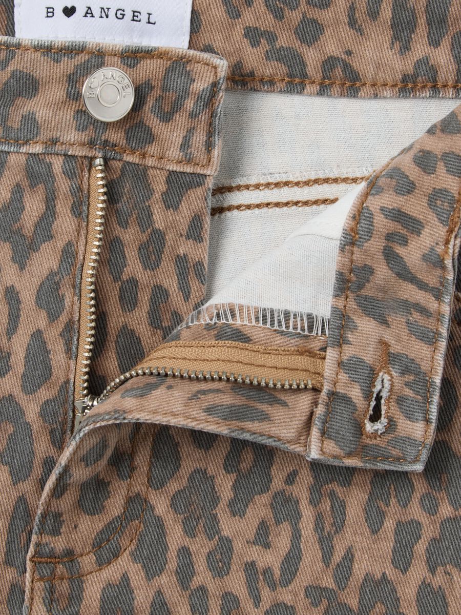 B.Angel Stretch Denim Mini Animal Print Skirt_5