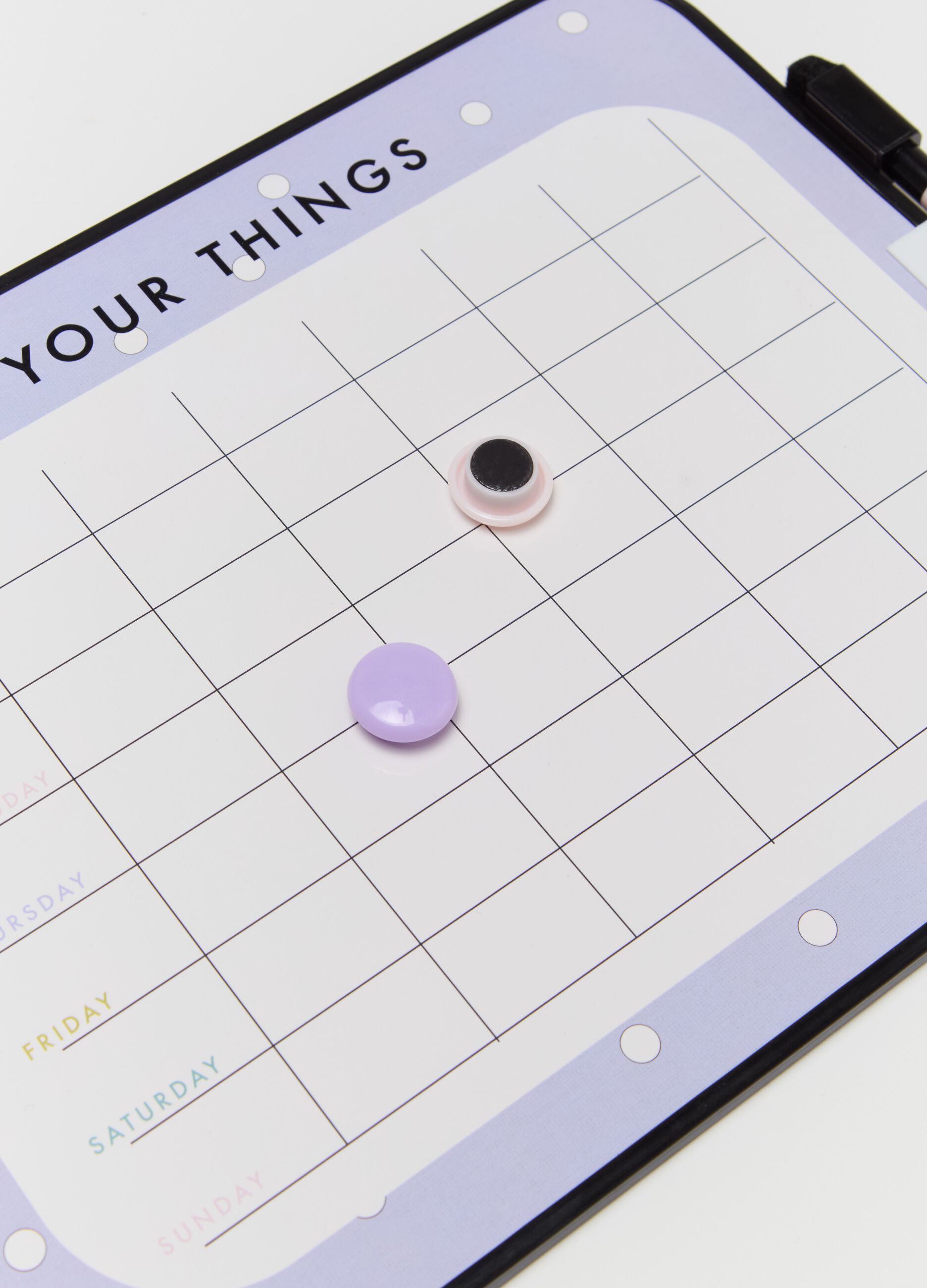 Magnetic board with weekly agenda