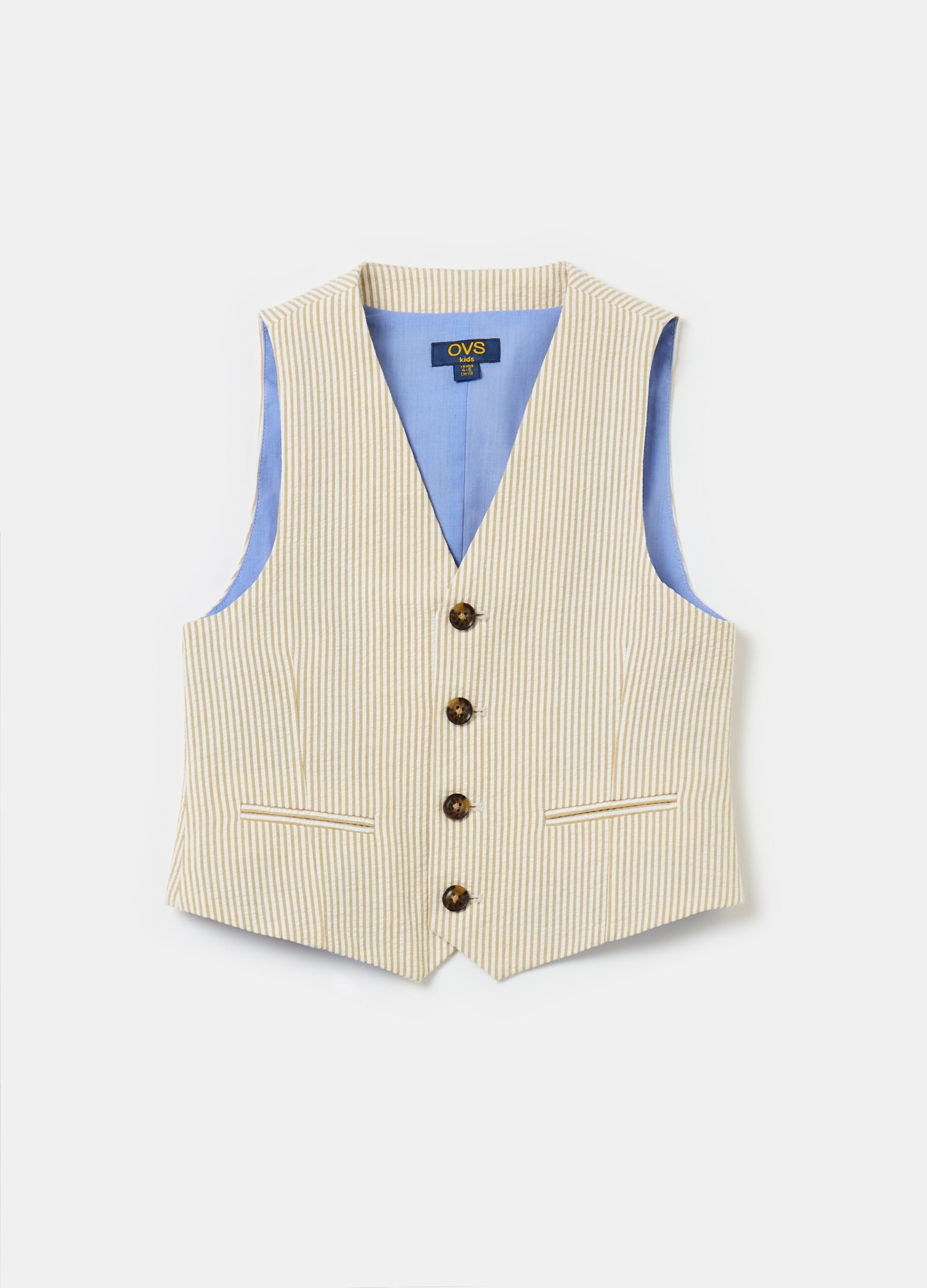 Cotton gilet with striped pattern