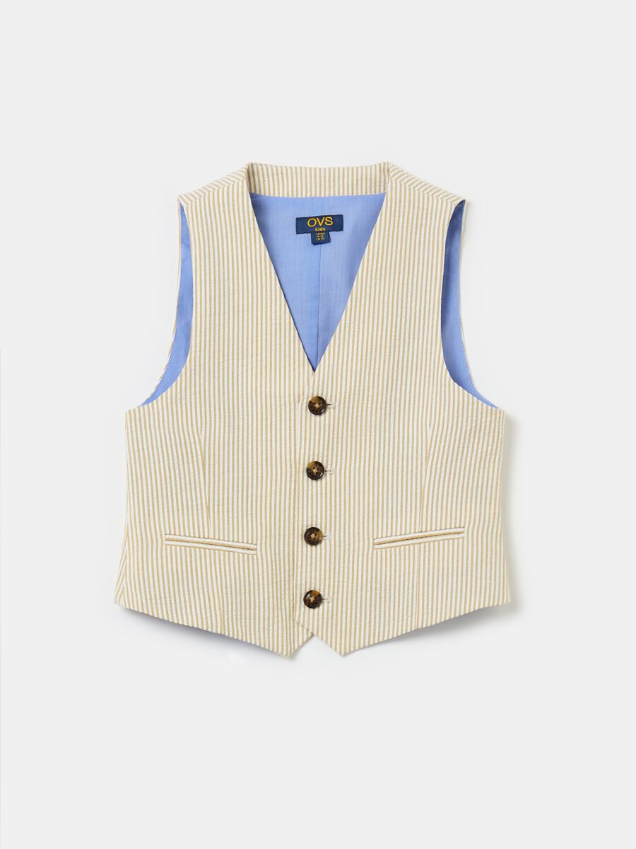 Cotton gilet with striped pattern_0
