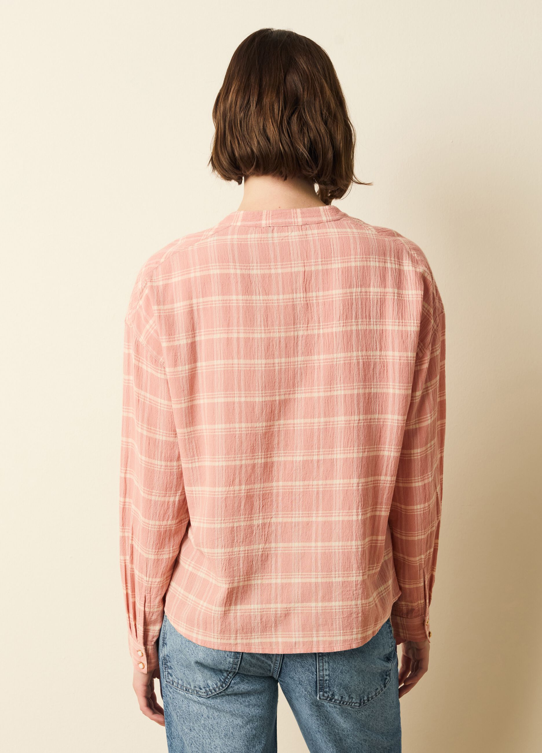 Shirt in crêpe with check pattern