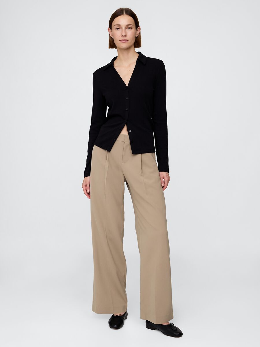 Beige Stretch Fabric Trousers_0