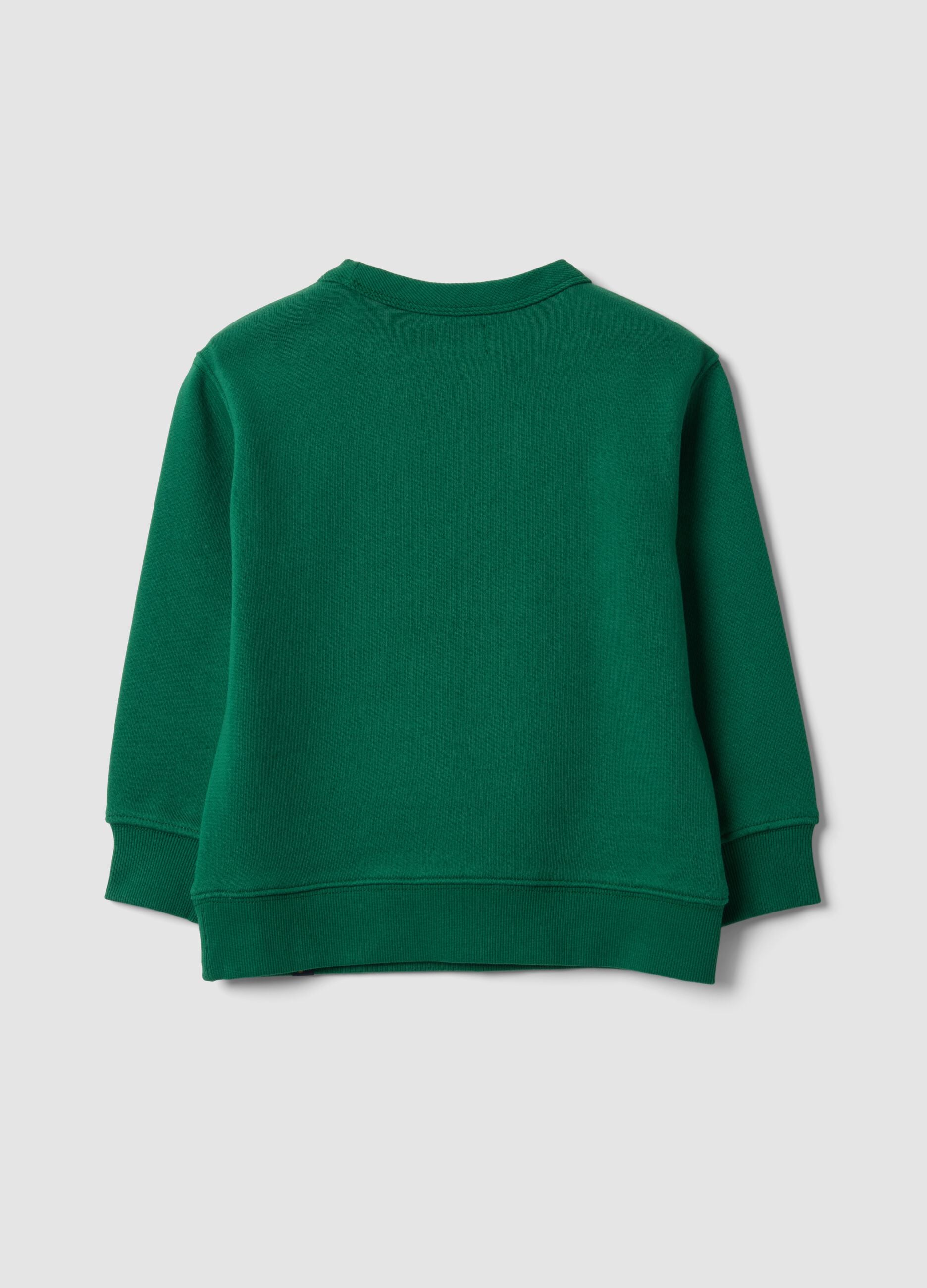 Oversized green sweatshirt in pure organic cotton with college print