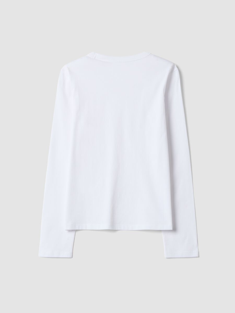 T-shirt bianca in jersey di puro cotone a maniche lunghe regular fit_2