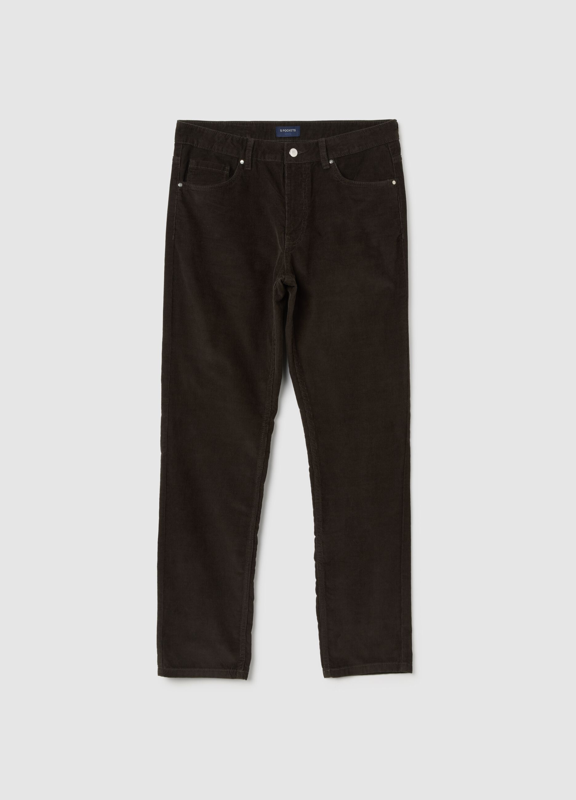 Brown slim fit pure cotton trousers
