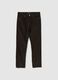 Brown slim fit pure cotton trousers_0