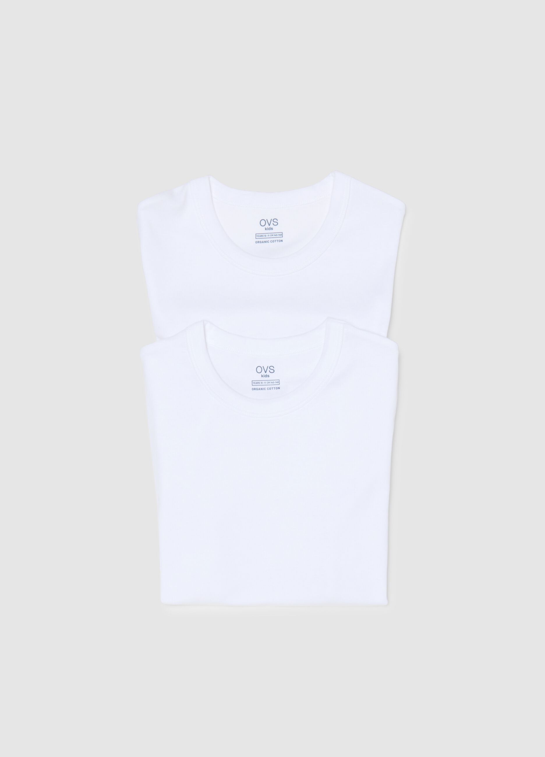 Pack of two white boy's t-shirts in pure cotton over fit