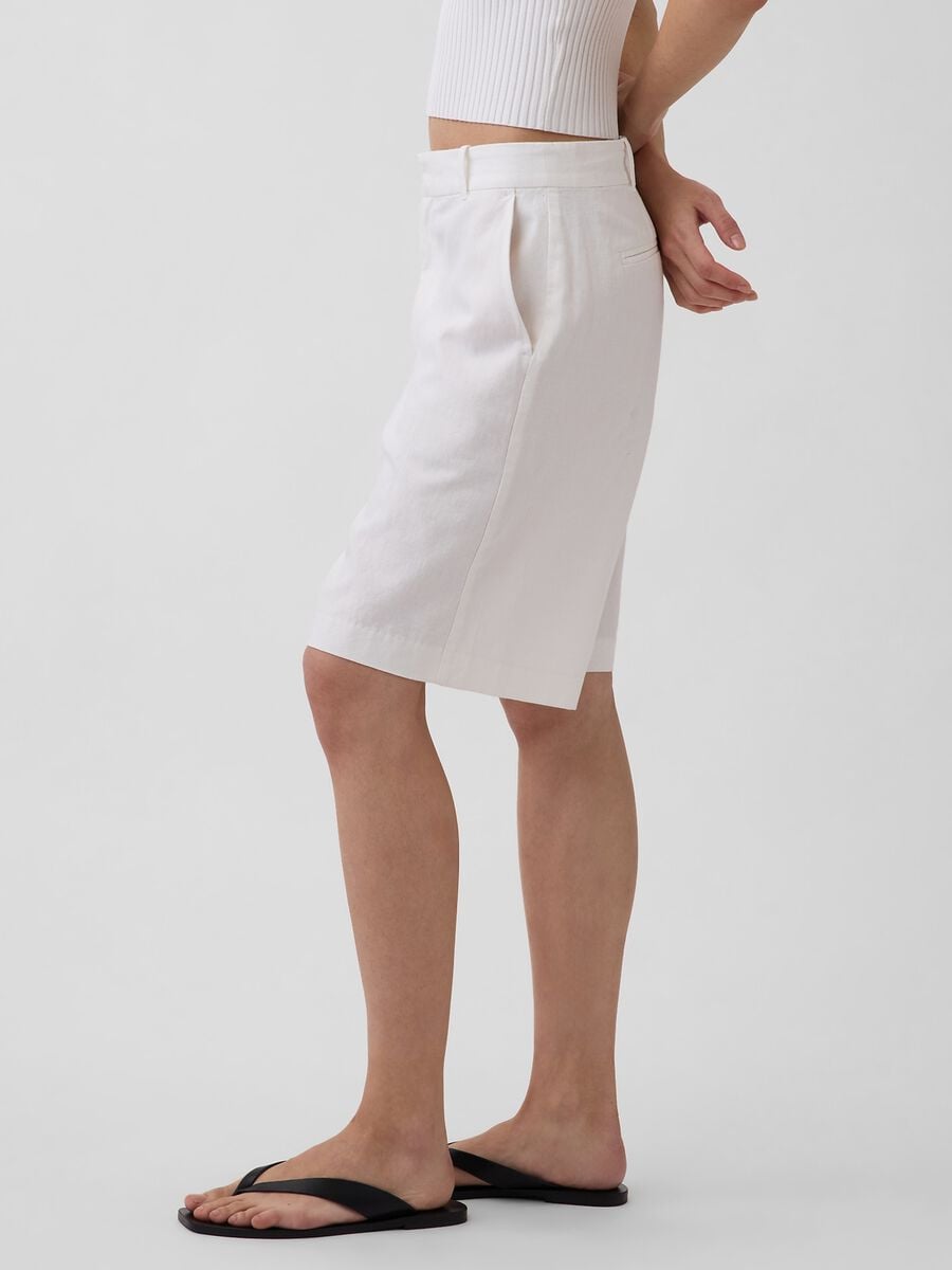 Shorts in misto lino e viscosa_3