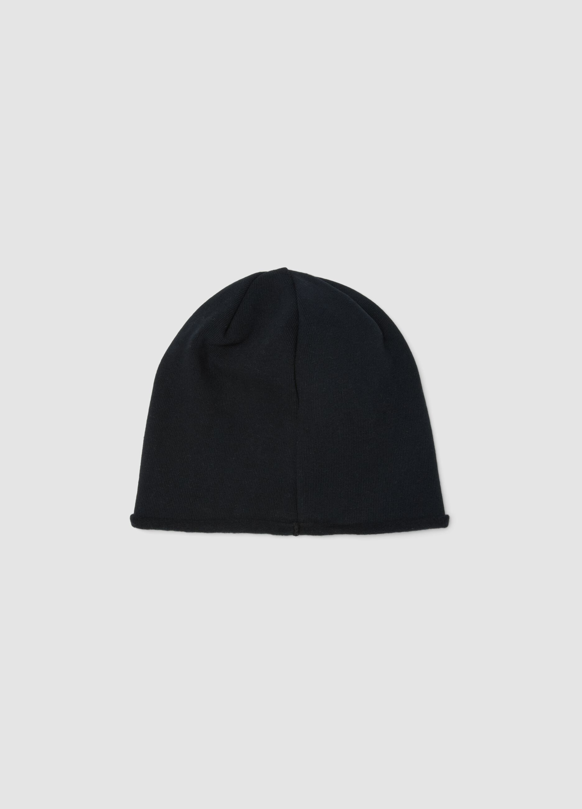 Black stretch cotton jersey knit hat for boys