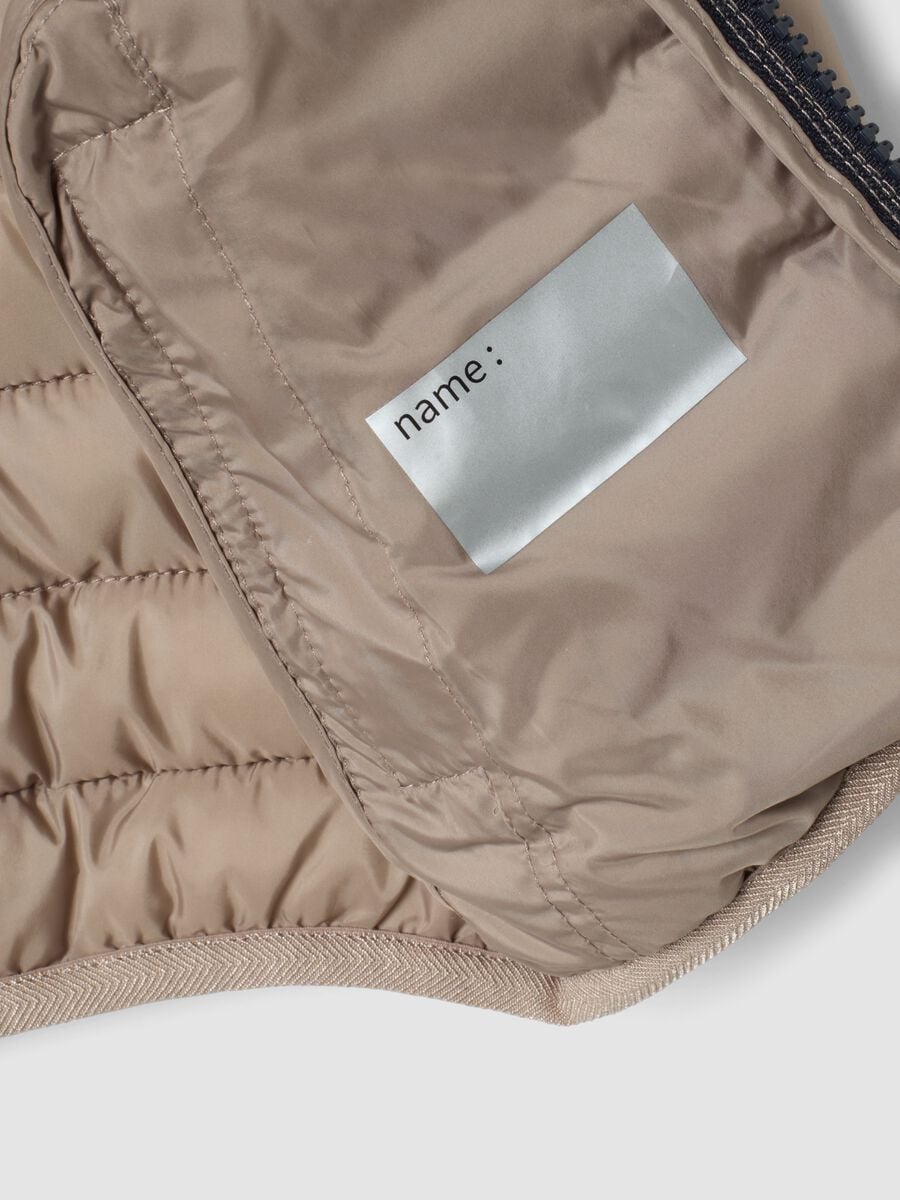 Beige ultralight quilted hooded jacket for boys_3