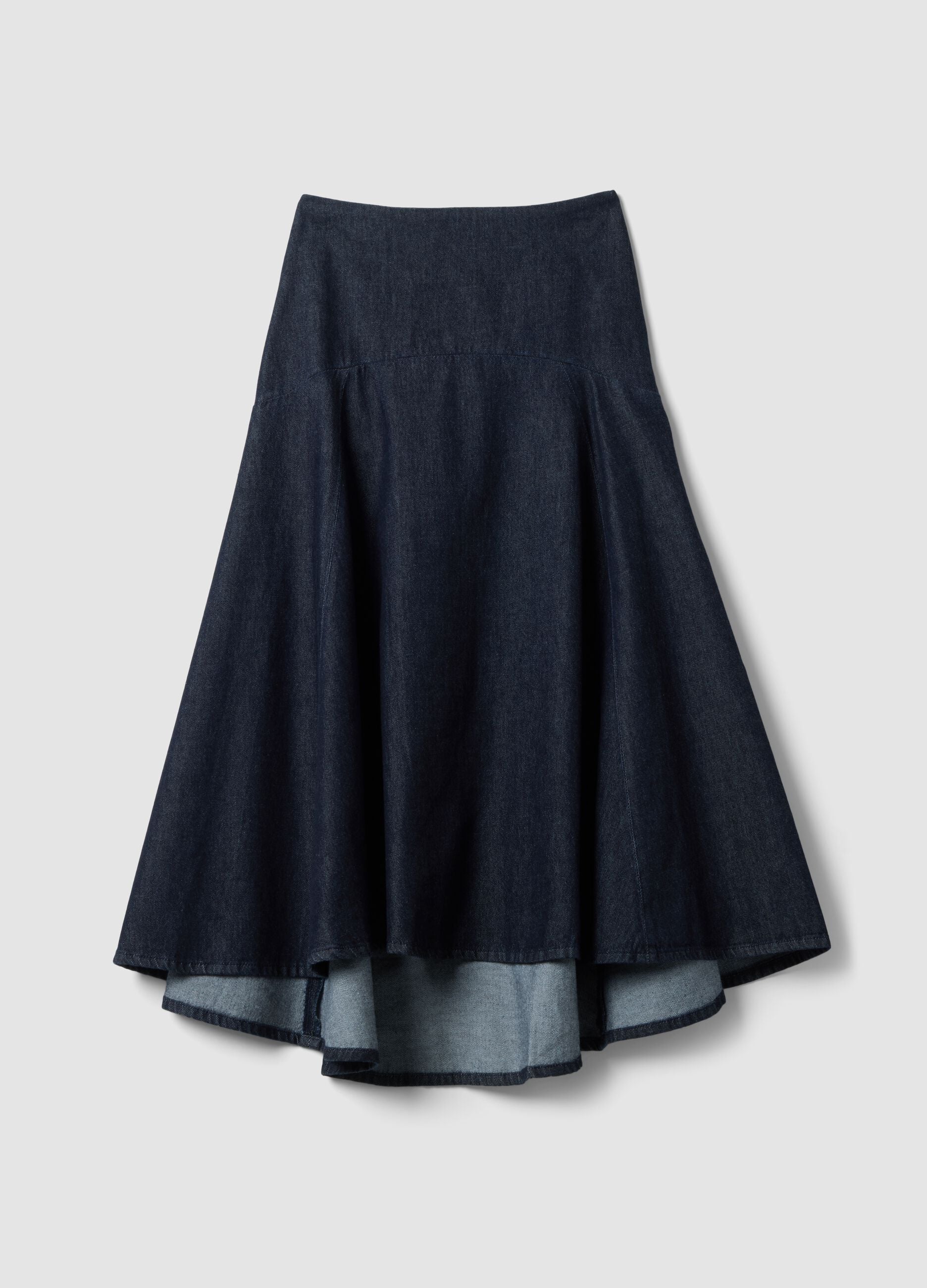 Gonna midi in denim di puro cotone
