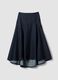 Gonna midi in denim di puro cotone_4