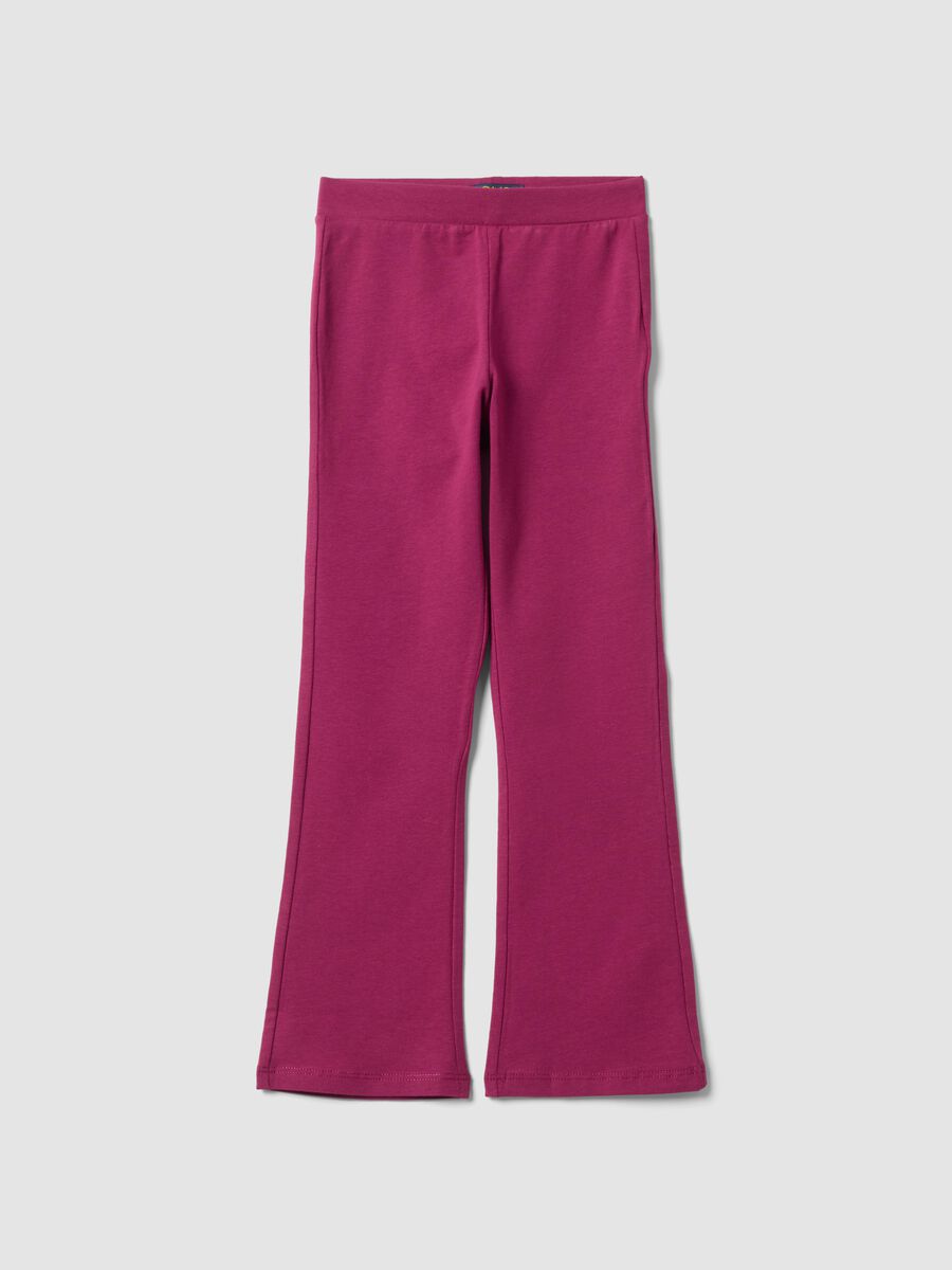 Leggings viola in cotone elasticizzato flare fit per bambina_0