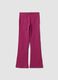 Purple stretch cotton flared leggings for girls_0