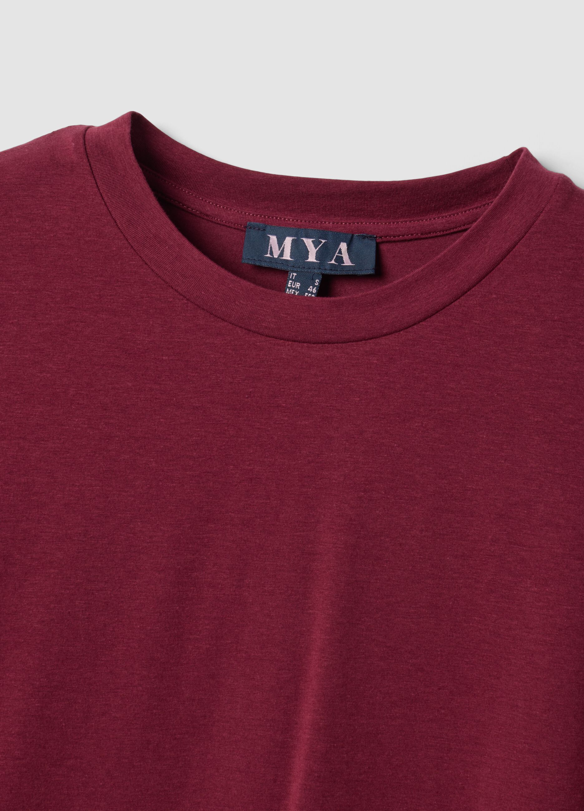 Red crew-neck T-shirt in stretch cotton-modal blend, regular fit