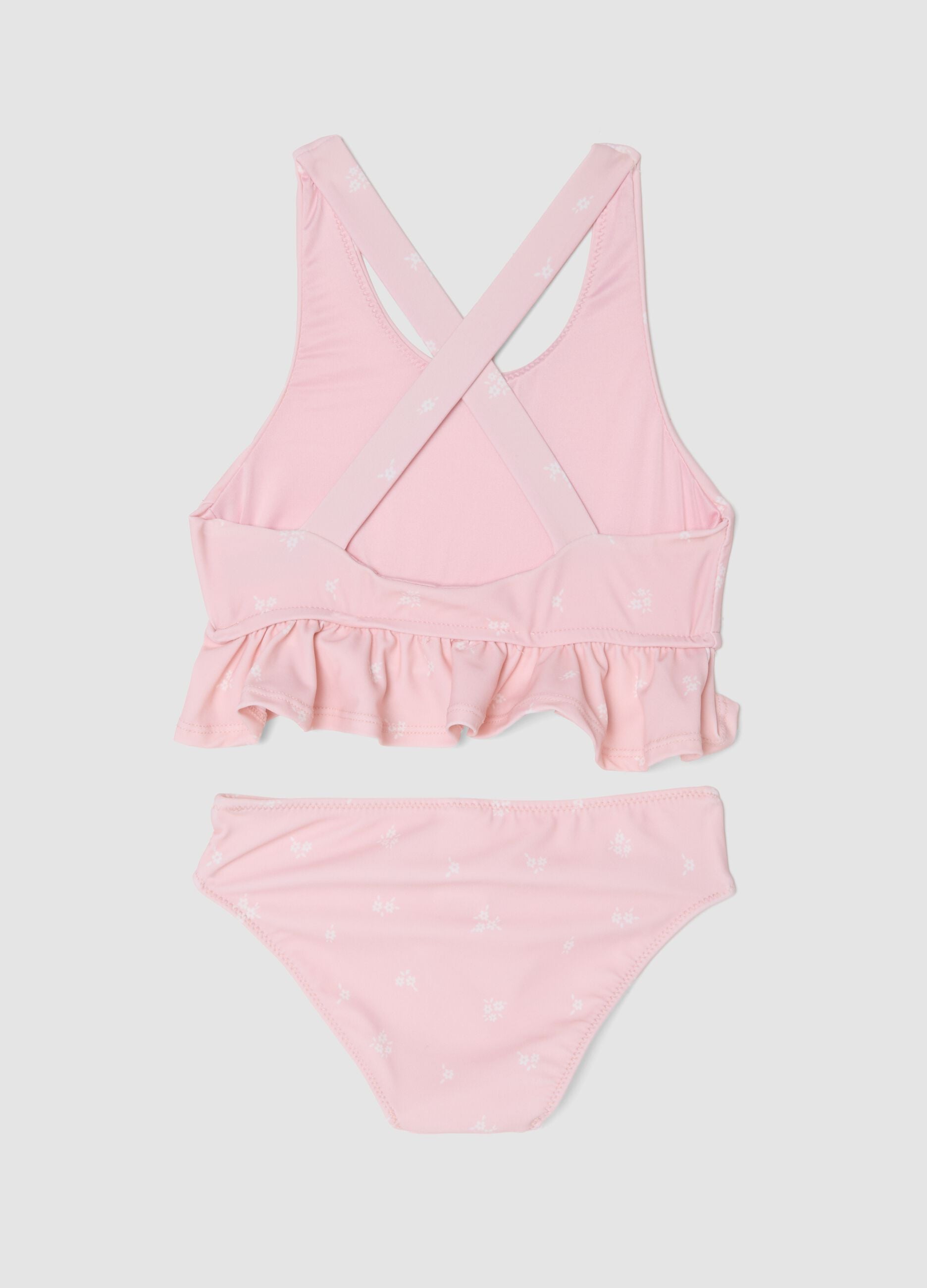 Pink stretch bikini with frills